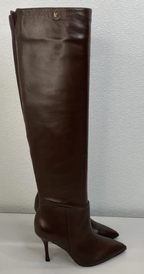 Larroude Kate Hi Boot Women's Size 8.5 Brown Leather Shine Thigh High Boots - Image 1 of 4