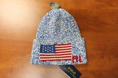 New Polo Ralph Lauren American Flag Wool Blend Knit Beanie - One Size - Image 1 of 4