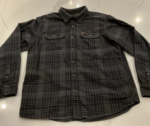 Camisa de Franela Pesada Orvis Para Hombres Negra Gris Chaqueta de Campamento a Cuadros con Bolsillos Talla XL USADA EN EXCELENTE ESTADO - Imagen 1 de 7