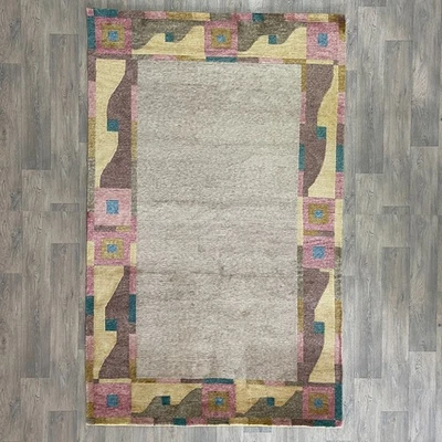 249 x 154cm Vintage Handmade Indian Carpet Modern Contemporary Thick Wool Rug - Image 1 of 4