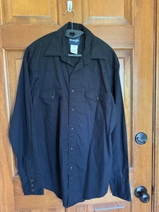 Camicia Wrangler Western nera a scatto davanti manica lunga media - Foto 1 di 6