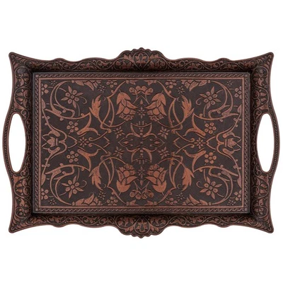 Ottoman Turkish Zamak Serving Tray with Traditional Motifs, Ideal for Coffee ... - Image 1 of 4