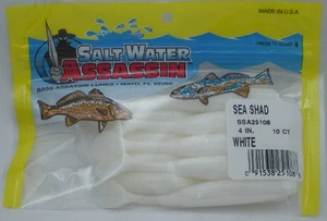 Bass Assassin SSA25108 4" Sea Shad 10 Pk White - Picture 1 of 1
