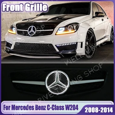 Front Upper Grille W/LED Emblem For Mercedes Benz w204 08-14 C250 C280 C300 C350 Foto 1 de 4