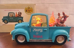 Excl Cracker Barrel Santa en azul camión globo brillante con reno iluminar Navidad - Imagen 1 de 21