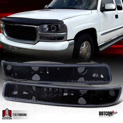 Fit Glossy Black 99-06 GMC Sierra Yukon Turn Signal Lamp Smoke Bumper Light - Изображение 1 из 4