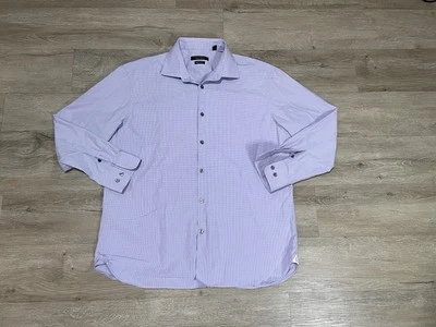 John Varvatos 美国签名定制男式 16.5 码 32 格子修身正装衬衫 — 第 1/4 张图片