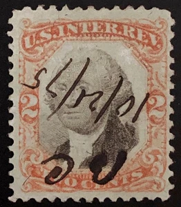 R135 1871 US Internal Revenue Orange & Black 2c Tax Stamp MNG? Used? - Picture 1 of 3