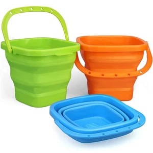 Jumbo Beach Sand Bucket Toy for Kids, 3L Collapsible Sandbox Pail, Easter Buc... - Picture 1 of 7
