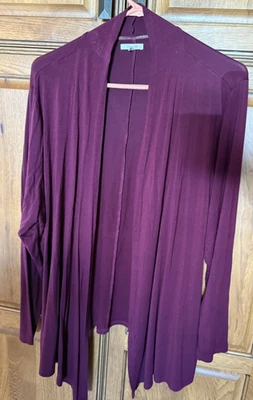 Cárdigan Maurices para mujer 1X malva frente abierto cascada elástico rayón Foto 1 de 3