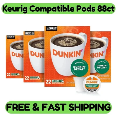 Dunkin' Decaf Medium Roast Coffee K-Cup Pods 88 Ct *FRESH NEW* - Image 1 of 3