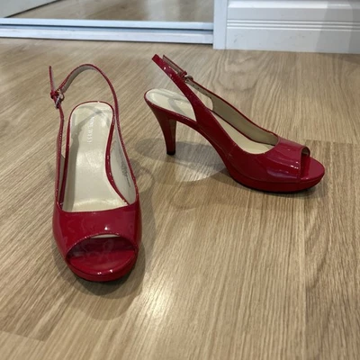 Nine West Deep Red Peep Toe Sling Back 2 1/4 in Heel.     Size 6M - Image 1 of 4