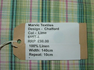 Marvic Textiles Linen Fabric CHALFORD LIME Upholstery Cushion 1.25 Metres - Image 1 of 4