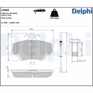 DELPHI LP885 Bremsbelagsatz, Scheibenbremse für DACIA LADA PEUGEOT RENAULT Neu - Bild 1 von 2
