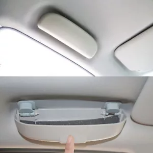 1pc Car Sunglasses Holder Glasses Case Storage Box grey /beige Universal - Foto 1 di 12