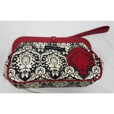 Petunia Pickle Bottom Black & Red Damask Print Satchel Diaper Bag - Image 1 of 4