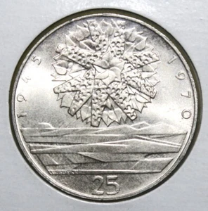 S7 - Czechoslovakia 25 Korun ND (1970) Brilliant Unc. Silver Coin - Liberation - Picture 1 of 2