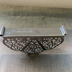 Irvin Ware USA Vintage Retro Silver Chrome Filigree Napkin Letter Holder - Picture 1 of 6