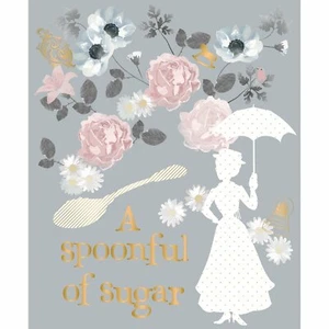Mary Poppins - ein Löffel Zucker - metallic - hellgrau 36" Panel Baumwollstoff - Bild 1 von 1