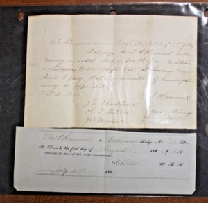 1860's Perserverance Lodge Shamokin Area PA Correspondance Dues & Violations - Picture 1 of 2