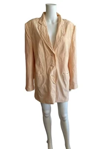 1970 Pure Silk Pastel Salmon Color Blazer Large XL/ XXL Oversize Blazer - Bild 1 von 4
