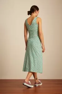 King Louie Dress Cocomar Anna Green Beige Fitted Long 06805 - Picture 1 of 5
