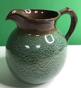 MCM Chester NICODEMUS Ohio Art Pottery PITCHER Ferro Stone Green Brown Speckled - Picture 1 of 13