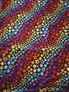 Tessuto Maglia Cotone Lycra Multicolore STARS ON BLACK 1,5Yds 60" Largo ElasticizzatoKnit - Foto 1 di 8
