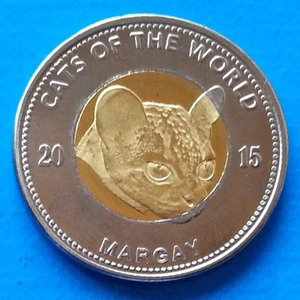 Puntland 25 shillings 2015 UNC Margay Cat Bi-metallic Bimetal Horse unusual - Picture 1 of 2