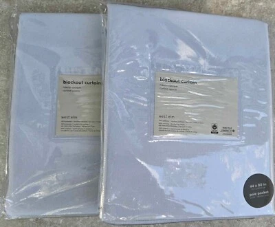 Pair 2 West Elm Blackout 44 X 80" Pole Top WHITE Curtains Panels FREE US SHIP - Image 1 of 4