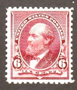 Scott#224 MNH OG 1890 6c Lilac Brown Red Garfield Small Bank Note $110 - Picture 1 of 2