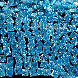Natural Brazil Blue Aquamarine 3.00 MM Princess Cut Eye Clean Gemstone 10 Pc Lot - Picture 1 of 9