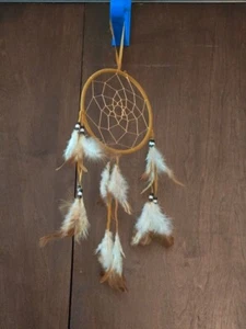 Atrapasueños Nativo Americano Hecho a Mano - 5" x 12" - Hecho por Niños en Escuela Certificado de Autenticidad - Imagen 1 de 3
