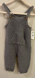 Little Planet by Carter's Baby Gray Organic Knit Overalls 9M