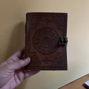 Handmade Leather Bound Embossed Journal - Picture 1 of 4
