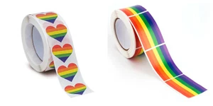 Orgullo Gay Pegatinas Bandera Corazón Rectángulo Etiquetas Decoración Insignia LGBTQ - Imagen 1 de 3