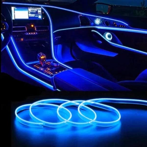 9.8FT Blue Car Interior Atmosphere Lamp EL Cold Light Line LED Ambient Light USB - Bild 1 von 12