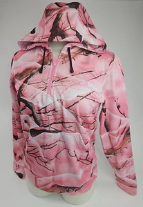 Huntworth Oak Tree Rosa Camuflaje Mujer (Grande) 1/4 Cremallera Canguro Bolsillo Sudadera con Capucha Cazador - Imagen 1 de 6