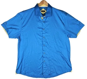 Maßgeschneidertes Hemd mit Knopfleiste Blau Baumwolle Kurzarm Kragen Herren Größe 3XL XXXL - Bild 1 von 15