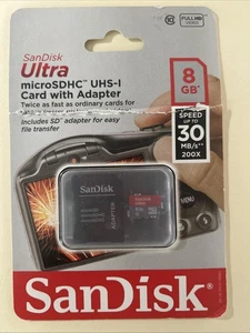 ScanDisk Ultra 8GB MicroSDHC UHS-I Card with Adapter (Unopened) New - Picture 1 of 2