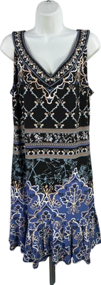 White House Black Market 女式黑色/蓝色褶饰连衣裙 - 1X Plus — 第 1/4 张图片