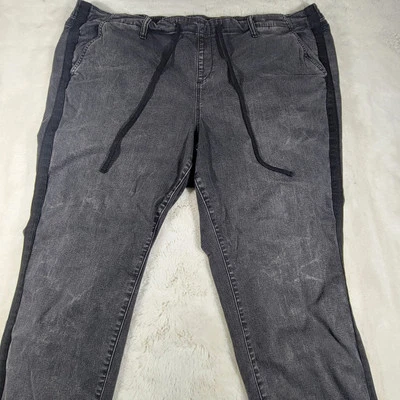 Pantalones Torrid para mujer 4R desteñidos negros ajustados de algodón con cordón Foto 1 de 4