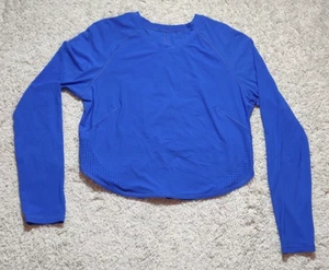 Lululemon Shirt Damen Gr. M Langarm Cropped Top Blau Belüftet Gym Training - Bild 1 von 9