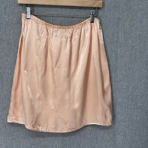 Vintage Turn On Skirt Womens Large Shiny Pull On Half Slip 90s Y2K Satin - Picture 1 of 8