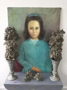 Enchanting Portrait of a Girl on canvas in most beautiful blue tones - Picture 1 of 12