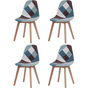 Juego de 4 Silla de comedor de diseño nórdico patchwork para comedores Verde - Imagen 1 de 9
