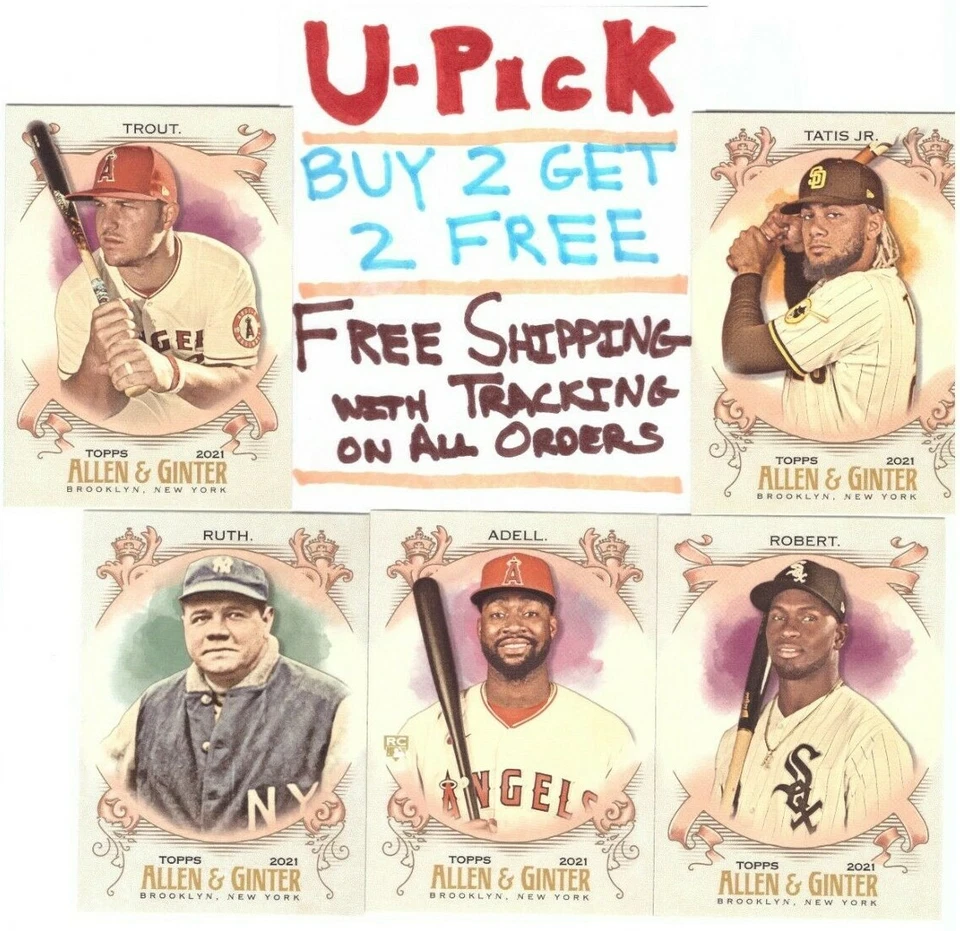 2021 Topps Allen & Ginter Base Cards (1-175) RC HOF Buy 2 Get 2 FREE Ships FREE - Image 1 of 1