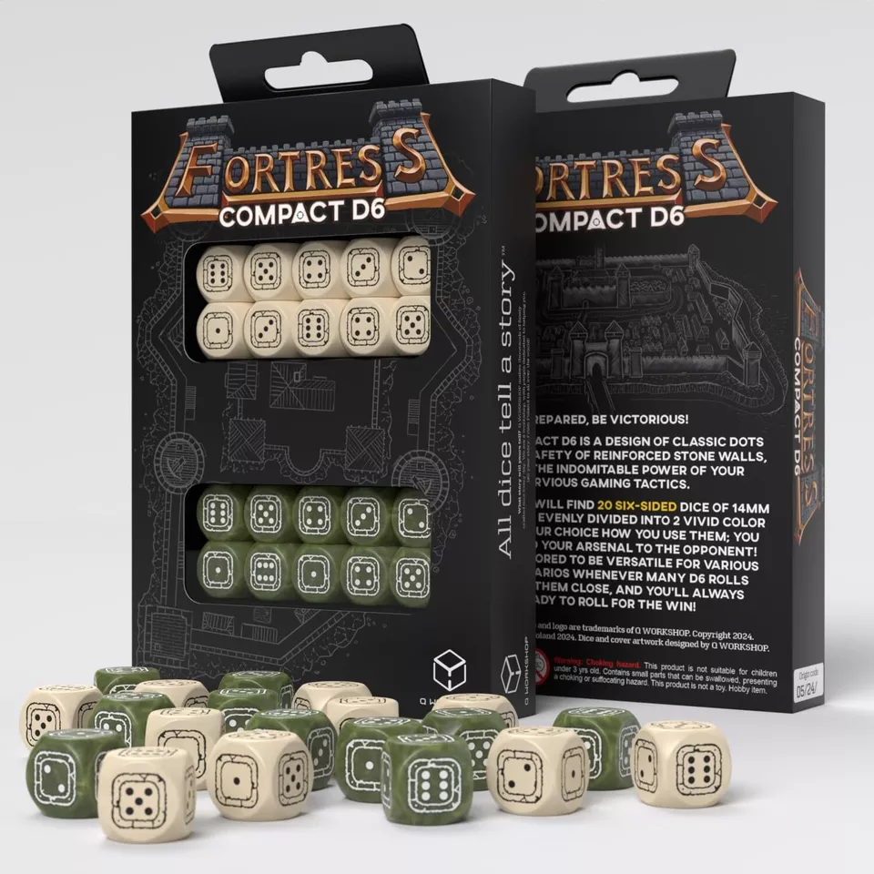 Fortress Compact D6: Beige & Olive by Q-Workshop Dice - Image 1 of 1