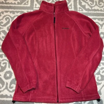 Columbia Sudadera con Capucha Mujer L Grande Roja Cremallera Completa Polar Zion Logo Bolsillos Chaqueta Foto 1 de 3