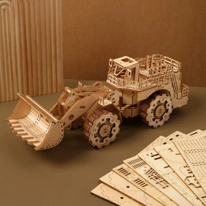 3D Puzzle Wooden Forklift Model STEM Engineering Toy For Kids DIY Desk Decor - Bild 1 von 19